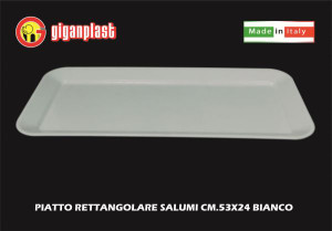 giganplast Gl010460 Piatto Rettangolare Salumi Cm 53x24 Bianco - Gl010460