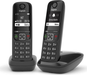Siemens As690 Duo Coppia Di Telefoni Cordless Funzione Vivavoce 150 Voci Rubrica Colore Nero - As690 Duo