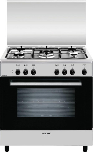 glem gas A855ei Cucina A Gas 5 Fuochi Forno Elettrico Con Grill Larghezza X Profondità 80x50 Cm Classe Energetica A Con Coperchio Colore Inox - A855ei