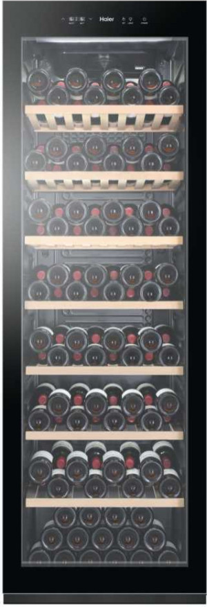 HAIER Hws188gae Cantinetta Vino 188 Bottiglie, Classe G - Ripiani In Legno, Temperatura 5 - 20 °c, Vetro Anti Uv Colore Nero - Hws188gae Wine Cellar