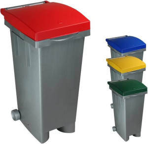 i.c.s. C652083 Bidone Spazzatura Pattumiera Rifiuti Differenziata Con Coperchio E Ruote Capacità 80 Litri Cm. 38x50x80 H Colore Blu - C652083