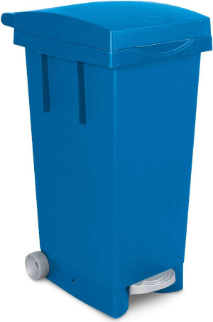 i.c.s. C652085 Bidone Spazzatura Pattumiera Rifiuti Differenziata Con Coperchio E Ruote Capacità 80 Litri Cm. 38x50x80 H Colore Blu - C652085