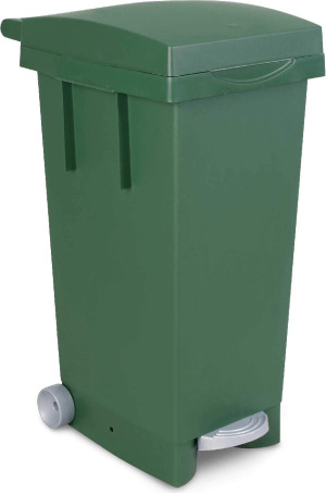 i.c.s. C655085 Bidone Spazzatura Pattumiera Rifiuti Differenziata Con Coperchio E Ruote Capacità 80 Litri Cm. 38x50x80 H Colore Verde - C655085