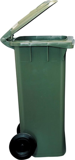 i.c.s. Pattumiera 120 Verde Bidone Spazzatura Pattumiera Rifiuti In Plastica Con Ruote Capacità 120 Litri Colore Verde