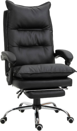 icon space 903isbk Sedia Da Ufficio Con Ruote E Braccioli Reclinabile Con Poggiapiedi E Poggiatesta In Ecopelle Colore Nero