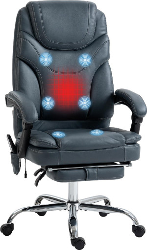 icon space 0gyj700 Sedia Da Ufficio Con Ruote E Braccioli Reclinabile Con Poggiapiedi E Poggiatesta Schienale Massaggiante E Riscaldante In Ecopelle