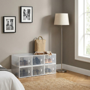 dechome 174850 Scarpiera Modulare 8 Scomparti In Plastica Dimensioni 28x36x21 Cm Colore Bianco/trasparente