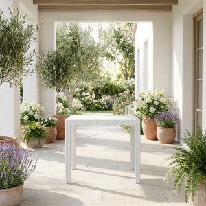 keter Quartet Tavolo Da Giardino Quadrato In Resina Dimensioni 95x95 Cm Colore Bianco - Quartet