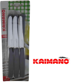 kaimano 08 Coltello Da Tavolo Seghettato Con Lama In Acciaio Inox 6 Pezzi Colore Manico Nero