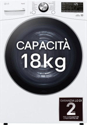 LG Rh18u8avcw Asciugatrice 18 Kg Classe D (Ex Classe A+++) Dual Inverter Con Pompa Di Calore Profondità 82 Cm Motore Direct Drive Ai Dry Wi-Fi Colore