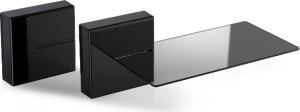 Meliconi 480521 Canalina Passacavi Coprifilo Tv Componibile 20x20 Cm Con Mensola In Vetro Peso Max 3 Kg Colore Nero - 480521 - Ghost Cubes Shelf