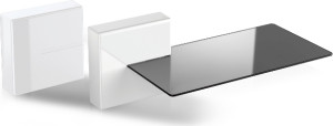 Meliconi 480522 Canalina Passacavi Coprifilo Tv Componibile 20x20 Cm Con Mensola In Vetro Peso Max 3 Kg Colore Bianco - 480522 - Ghost Cubes Shelf