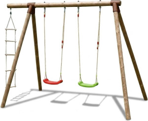 new plast Als1349 Altalena Da Giardino In Legno Doppia Seduta Altezza 222 Cm Legno - Als1349