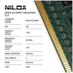 nilox Nxs1667h1c5 Memoria Ram 1 Gb Tipologia Ddr2 Velocità 667 Mhz 200 Pin So Dimm - Nxs1667h1c5