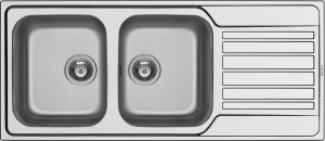pyramis 107174130 Lavello Cucina 2 Vasche Incasso Con Gocciolatoio Dx Larghezza 116 Cm Materiale Acciaio Finitura Inox Spazzolato - 107174130- Fedra