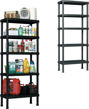 pas 4080 Scaffale 5 Ripiani In Resina Dimensioni 80x40x188 H Colore Nero - Atlante