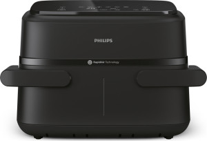 Philips Na150/00 Friggitrice Ad Aria Capacità 7.1 Litri Potenza 2450 Watt Doppio Cestello Flessibile Con Tecnologia Rapid Air Colore Nero - Na150/00