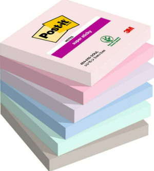 post-it 654-6ss-Soul 7100259204 Pouch Autoadesiva Quadrato Blu Verde Rosa Porpora 90 Fogli Autoadesivo 654-6ss-Soul