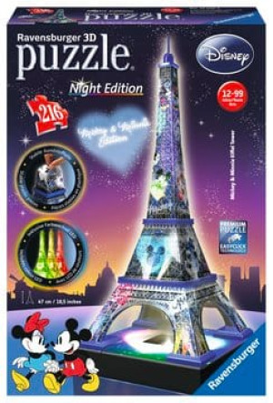 ravensburger 12520 Disney Torre Eiffel Night Edition Puzzle 3d 216 Pezzi Per Bambini Da 10+ Anni - 12520