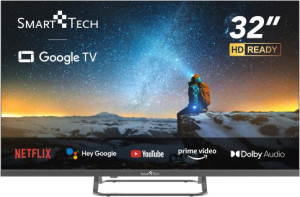 smart tech 32hg01v Smart Tv 32 Pollici Hd Ready Display Dled Sistema Google Tv Dvbt2/c/s2 Classe E Colore Grigio - 32hg01v