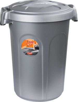 stefanplast 70500 Bidone Spazzatura Pattumiera Rifiuti Con Coperchio E Manici Capacità 46 Litri 45x40x61h Cm Colore Grigio - 70500