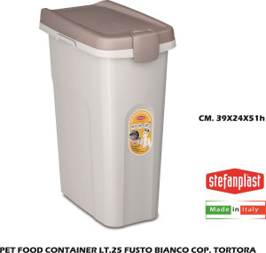 stefanplast Sf98451 Pet Food Con Tainer Lt 25 Fusto Bianco Cop. Tortora - Sf98451