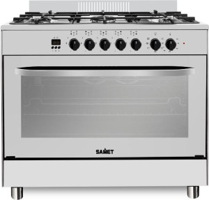 samet H6950epxftpcm Cucina A Gas 5 Fuochi Forno Elettrico Ventilato Con Grill Larghezza X Profondità 90x60 Cm Classe A Colore Acciaio Inox -