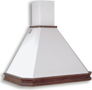 samet Mattei90 Cappa Cucina Aspirante A Parete Larghezza 90 Cm Classe C Colore Panna Bucciato Con Inserti In Massello Noce - Mattei90