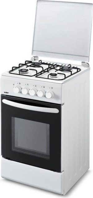 samet Volkan Cucina A Gas 4 Fuochi Forno A Gas Ventilato Larghezza X Profondità 50x50 Cm Con Coperchio Colore Bianco - Volkan