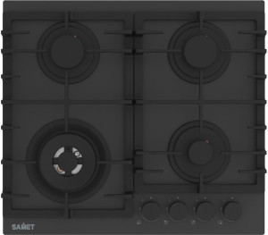samet Zacinto60nero Piano Cottura A Gas 4 Fuochi 60 Cm Materiale Vetro Temperato Satinato Colore Nero Opaco - Zacinto60ne