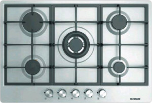 silverline As5444x01 Piano Cottura 5 Fuochi A Gas Da Incasso (1 Bruciatore Wok) Larghezza 75 Cm Griglie In Ghisa Colore Inox - As5444x01
