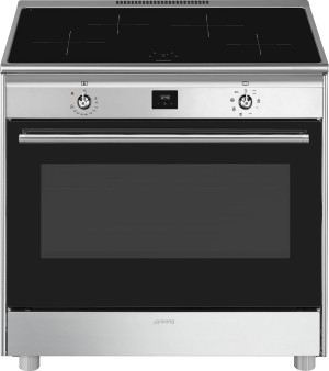 SMEG Cg90cixt Cucina 4 Fuochi A Induzione Con Forno Elettrico Ventilato 90x60 Cm Classe A Colore Inox - Cg90cixt