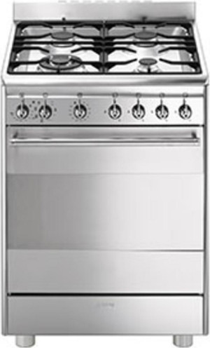 SMEG Cx68mf8-2 Cucina A Gas 4 Fuochi Forno Elettrico Multifunzione Ventilato Con Grill Larghezza X Profondità 60x60 Cm Classe Energetica A Pulizia A