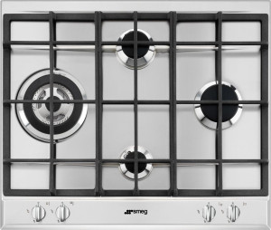 SMEG P261xgh Piano Cottura 4 Fuochi A Gas Da Incasso (1 Bruciatore Wok Tripla Corona) Larghezza 60 Cm Colore Inox - P261xgh Serie Selezione
