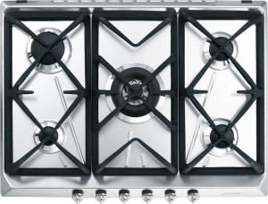 SMEG Srv576gh5 Piano Cottura 5 Fuochi A Gas Da Incasso (1 Bruciatore Wok Doppia Corona) Larghezza 70 Cm Colore Argento - Srv576gh5 Serie Contemporanea