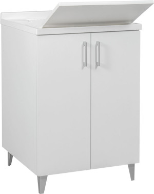 trioplast 3.08.01.03.90.50 Mobile Lavatoio 2 Ante Woody Top 60x50x87 Cm Colore Bianco - 3.08.01.03.90.50