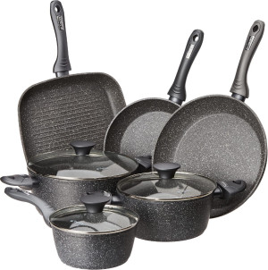 tognana Wi79109amnf Batteria Pentole Induzione 9 Pezzi Antiaderenti In Alluminio Colore Grigio - Mythos