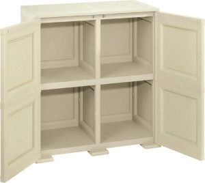tontarelli 8085549 Armadietto Da Esterno / Balcone In Resina Antipioggia 2 Ante 1 Ripiano Dimensioni 79x43x85,5 Cm Colore Angora - Omnimodus
