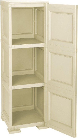 tontarelli 8085566 Armadio Da Esterno / Balcone In Resina Antipioggia 1 Anta 2 Ripiani Dimensioni 40x43x125 Cm Colore Angora - Omnimodus