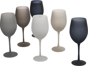 villa deste 5911526 Set 6 Calici Frosted In Vetro 550 Ml Happy Hourstones Colore Multicolor - 5911526