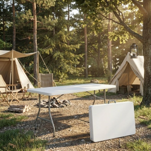 vivagarden 36 Tavolo Pieghevole Da Esterno Rettangolare In Acciaio/polipropilene Dimensioni 122x61x74 Cm Colore Bianco - Camping