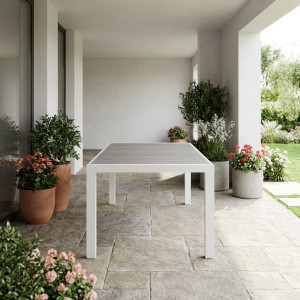vivagarden At804191-Bian Tavolo Da Giardino Rettangolare In Alluminio Dimensioni 195x90x74 Cm Colore Bianco