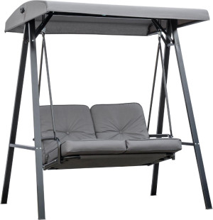 vivagarden U5351cg Dondolo Da Giardino 2 Posti Con Tettuccio Parasole In Acciaio/poliestere Dimensioni 144x117x173 Cm Colore Grigio