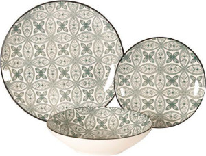 xtra Wk8583 Servizio Piatti 18 Pezzi In Porcellana Maiolica Colore Verde - Wk8583