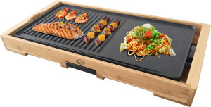 dcg St3150 Piastra Elettrica 2200 Watt Cassetto Raccogli Grasso Struttura In Bamboo - St3150 Teppanyaky