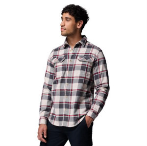 Columbia Sportswear Columbia Flare Gun Stretch Flannel Mens, Dark Stone Trails Edge Plaid Str. 30