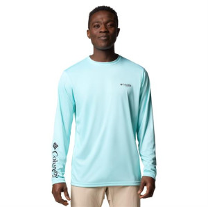 Columbia Sportswear Columbia Mens Terminal Tackle PFG Fish Shine LS, Gulf Stream M