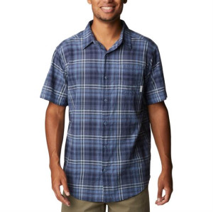 Columbia Sportswear Columbia Under Exposure YD Short Sleeve Shirt Mens, Dark Mountain Str. 34