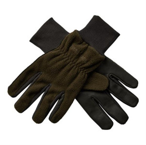 Deerhunter Fleece Gloves w. Leather, Art Green 164