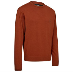 Deerhunter Mens Harrington O-Neck Knit, Oak Rust Melange L